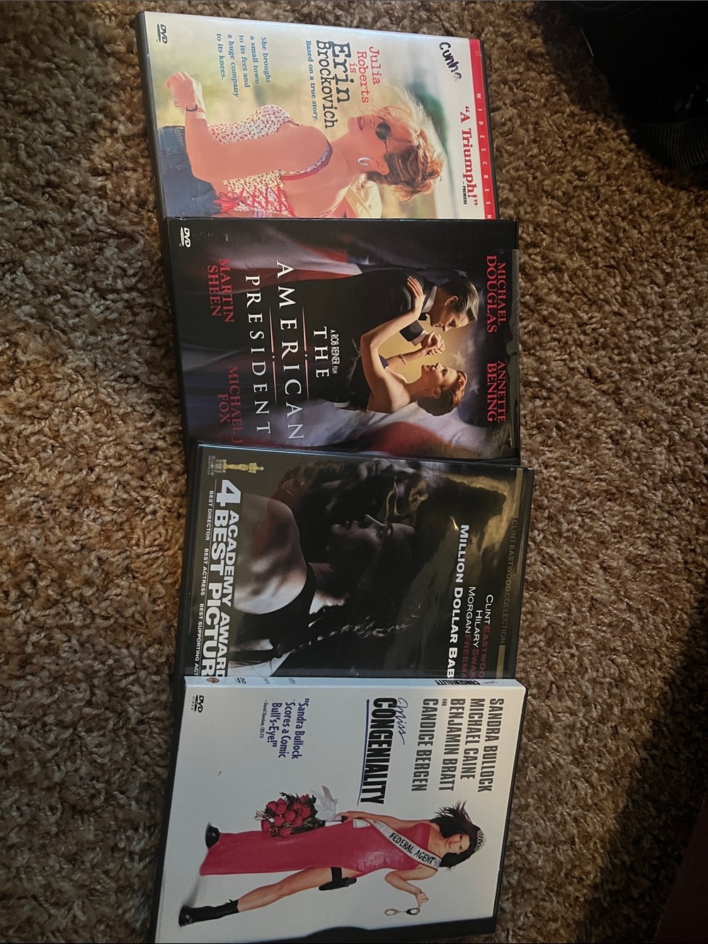 Erin Brockovich, The American Pres., Million $ Baby, & Miss Congeniality DVD’s.